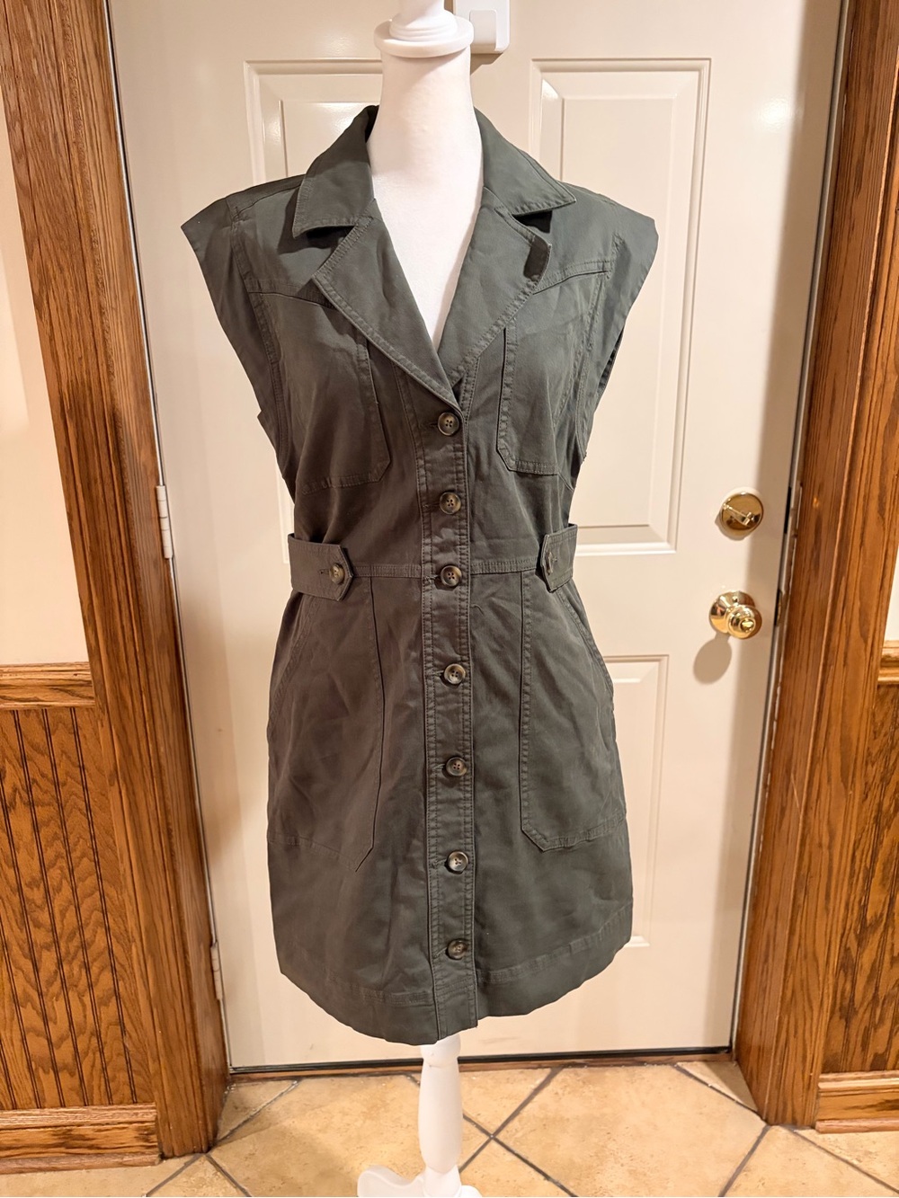 Veronica Beard Jeans Olive Utility Shirt Dress Size 4